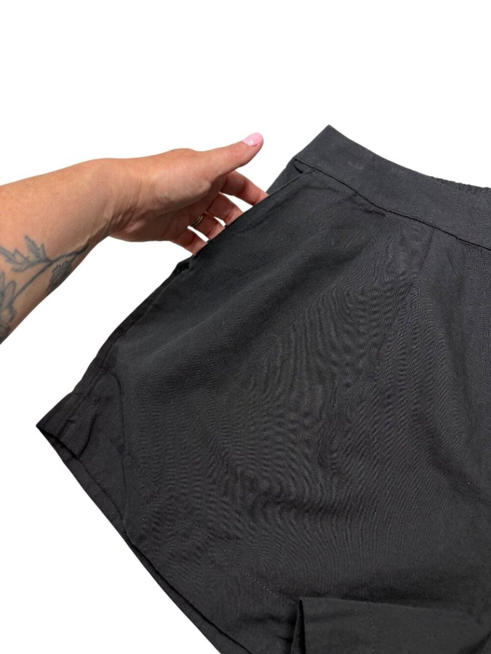 Pact Canopy Linen High-Waisted Short Made Organic Cotton Linen Black-sz XL - Picture 6 of 10